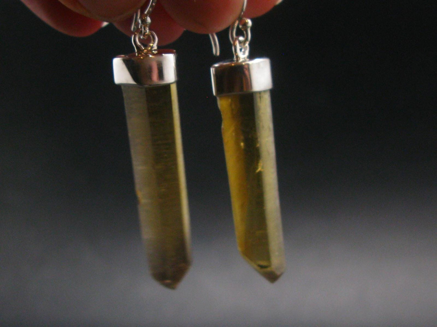 Stunning Natural Unheated Citrine Crystal Earrings from Zambia - 9.64 Grams - 2.1"
