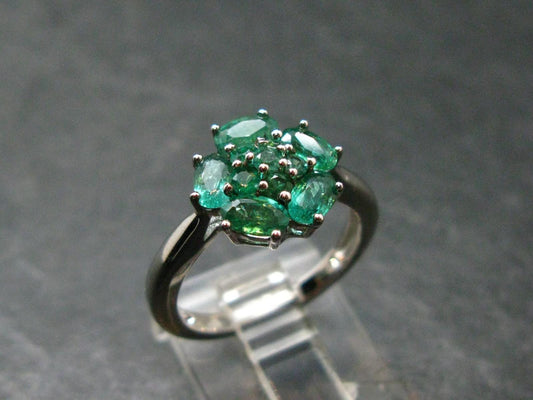 Emerald Faceted Silver Ring from Colombia - 2.94 Grams Total - Size 6