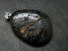Very Rare Sterling Silver Nuumite Nuummite Pendant From Greenland - 1.4" - 8.84 Grams
