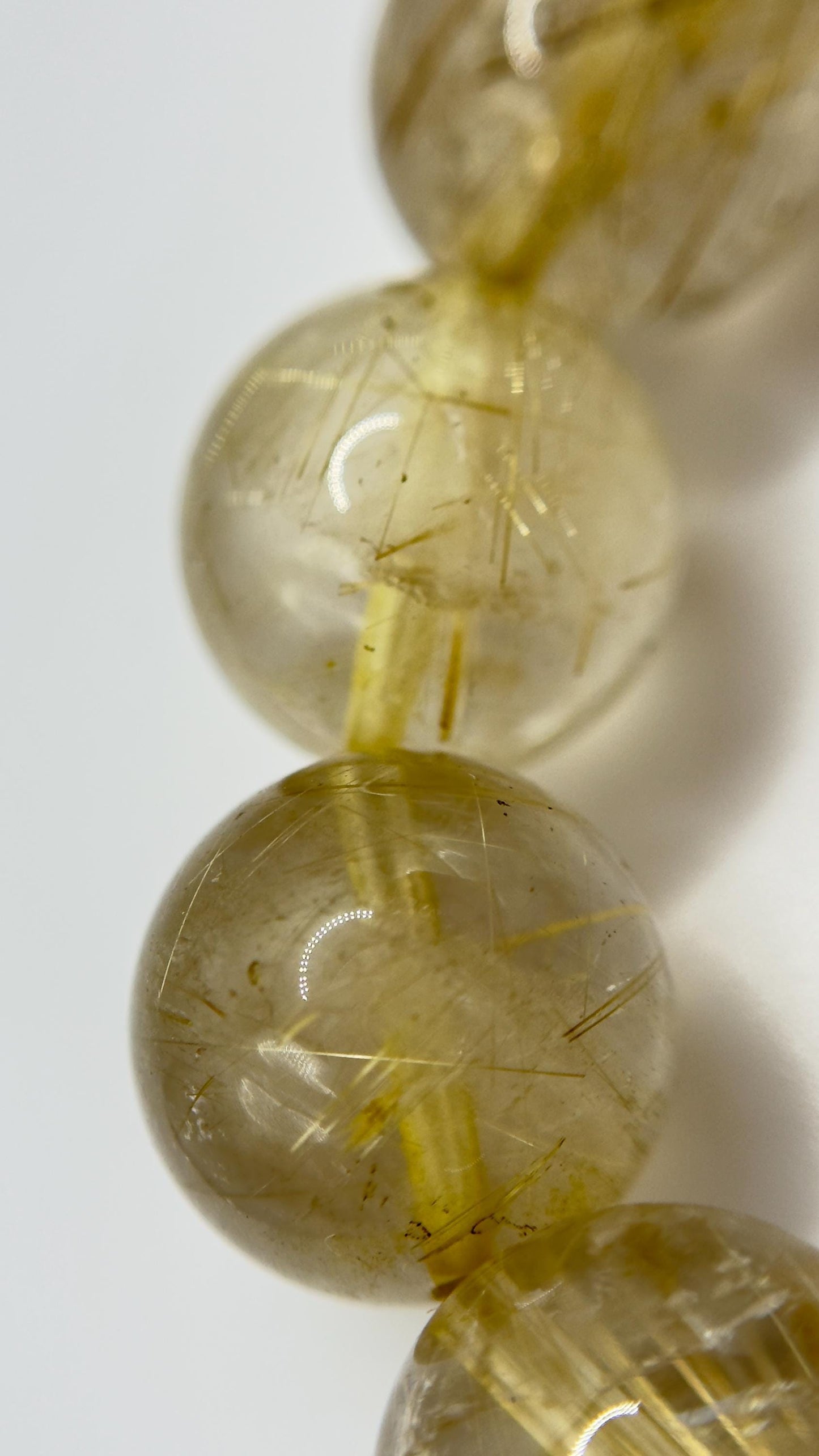 Golden Rutilated Quartz Bead Bracelet – Natural Gemstone Stretch Jewelry