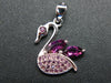 Cute Rhodium Plated Sterling Silve Natura Red Garnet Swan Pendant - 0.8"