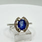 Blue Sapphire Halo Ring: Sterling Silver Statement Jewelry, Size 8.5