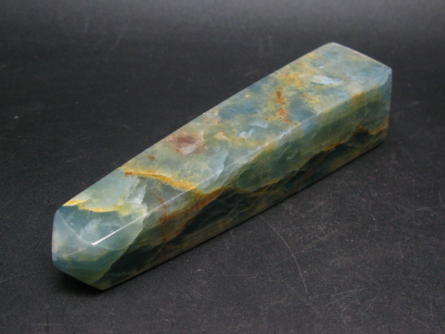 Large Nice Lemurian Aquatine Blue Calcite Obelisk Pyramid From Argentina - 4.4" - 154 Grams