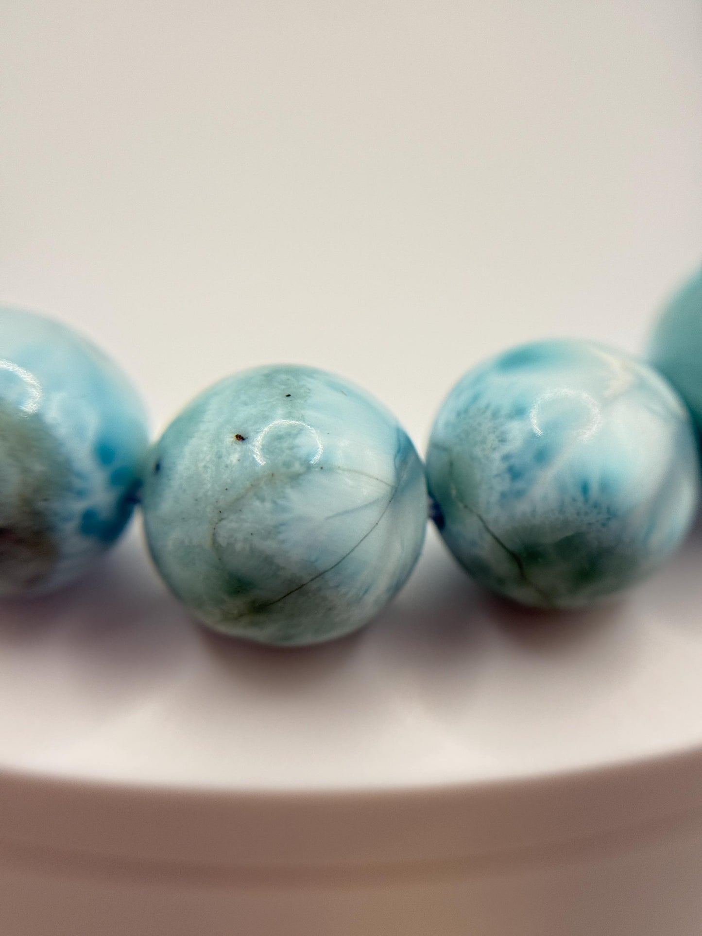 Natural Larimar Bracelet Blue Stone Beaded Bracelet Ocean Inspired Jewelry Gift
