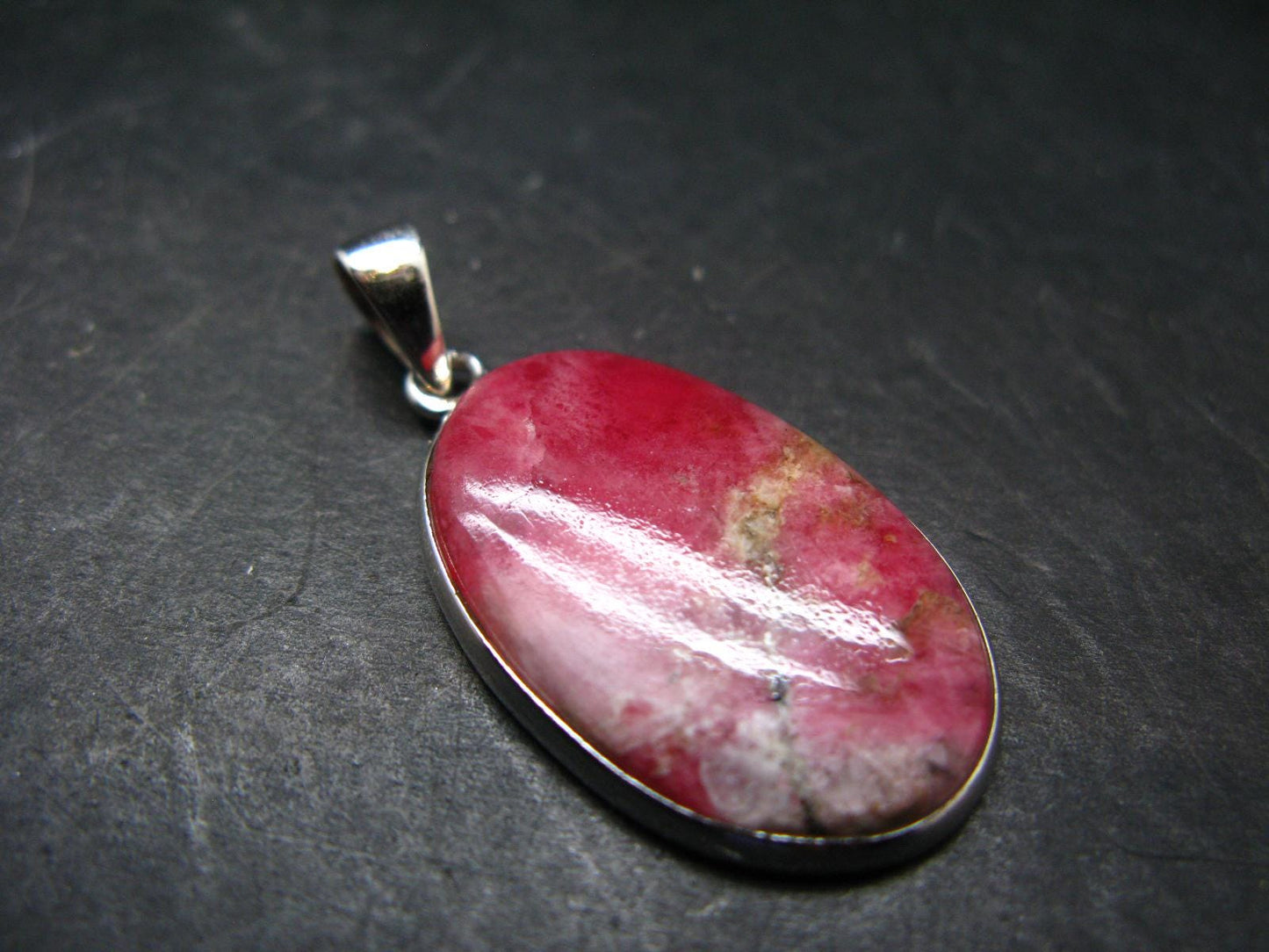 Rare Pink Tugtupite Sterling Silver Pendant From Greenland - 1.6" - 5.48 Grams