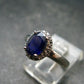 Natural Faceted Dark Blue Sapphire 925 Sterling Silver Ring - 3.08 Grams - Size 7