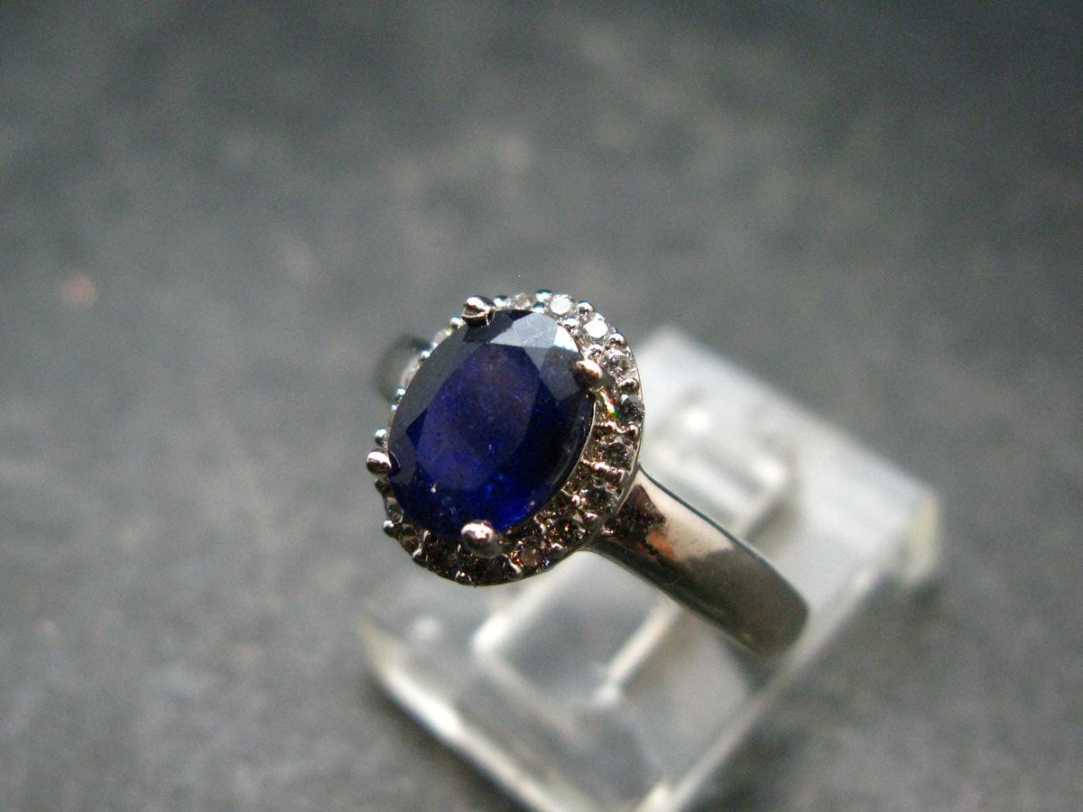 Natural Faceted Dark Blue Sapphire 925 Sterling Silver Ring - 3.08 Grams - Size 7