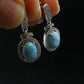 Natural Cabochon Larimar Pectolite 925 Sterling Silver Earrings from Dominican Republic - 4.33 Grams
