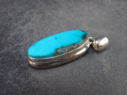 Turquoise Silver Pendant - 1.3" - 5.37 Grams