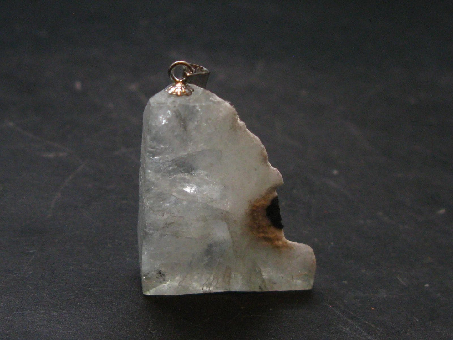 Clear Apophylite Apophyllite Crystal Silver Pendant From India - 1.4" - 8.72 Grams