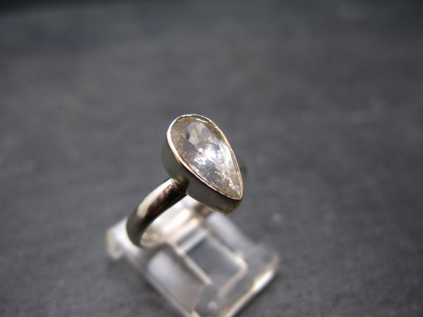 Phenakite Phenacite Crystal Facetted Silver 2.71 Carats Ring From Russia - Size 6 - 2.27 Grams
