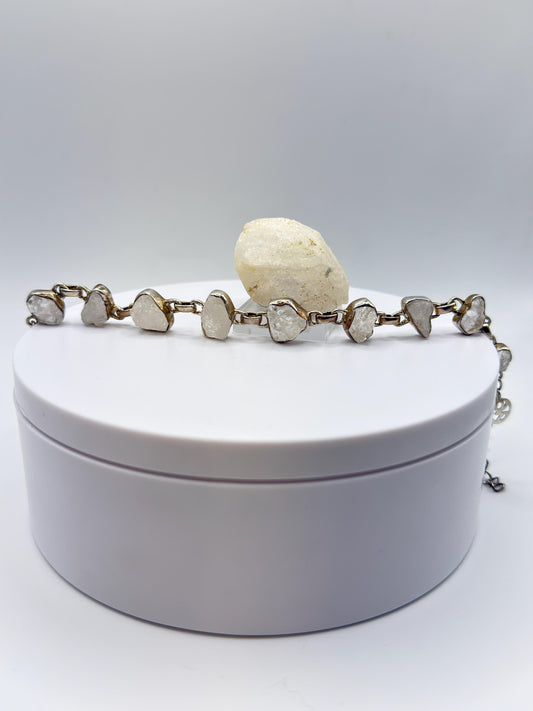 Raw Natural Phenakite (Phenacite) Crystal Bracelet in Sterling Silver - Weight 14.01 g