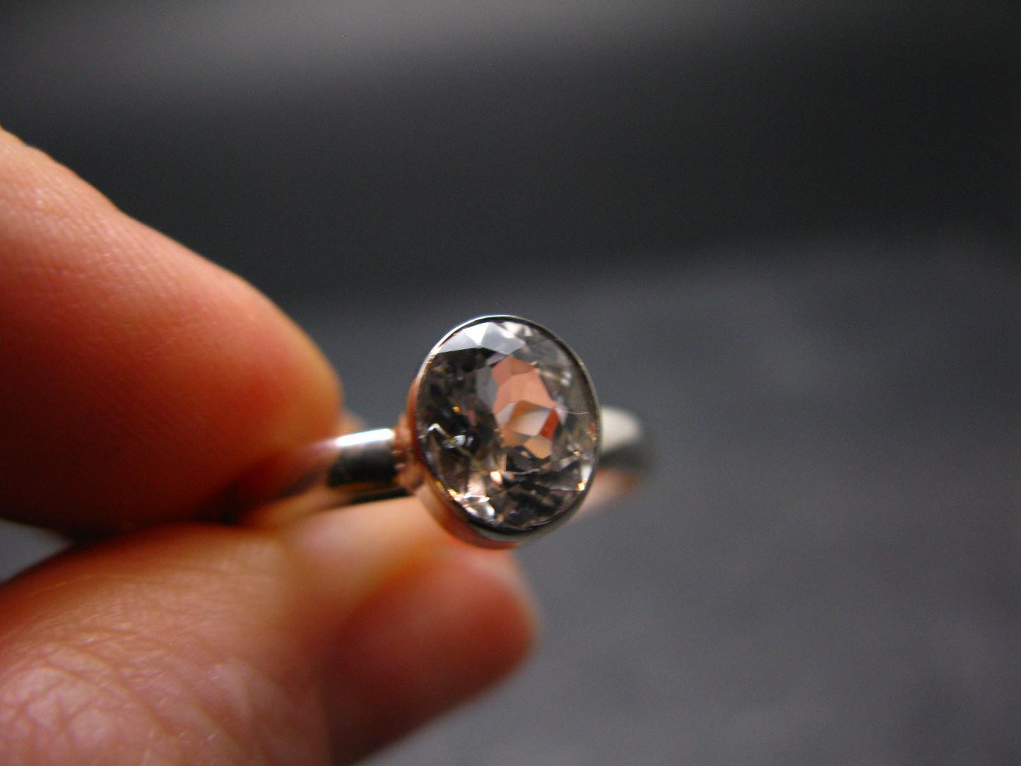 Phenakite Phenacite Crystal Facetted Silver 1.71 Carats Ring From Russia - Size 8 - 2.03 Grams
