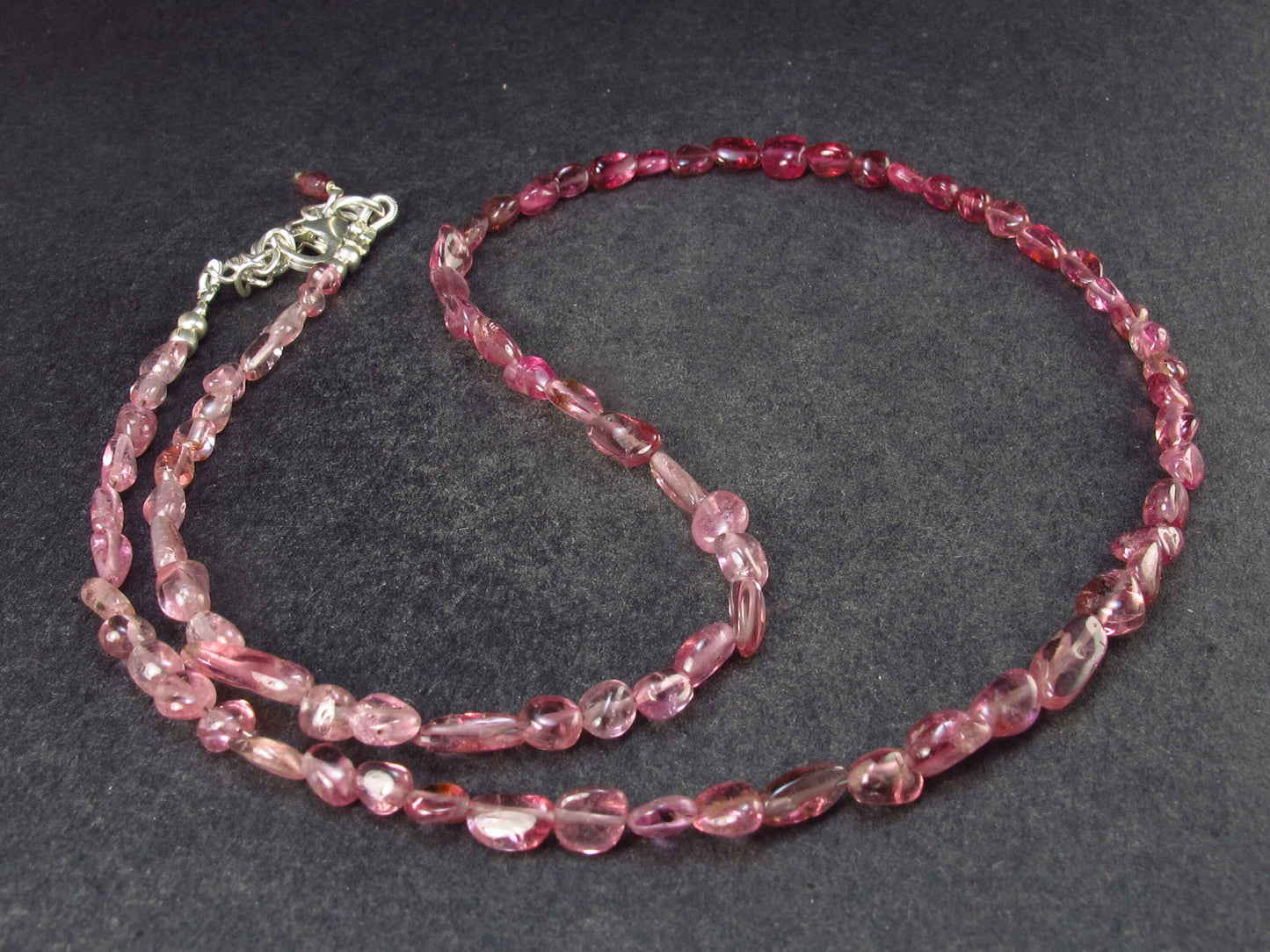 Lightweight Tumbled Pink Tourmaline Tiny Beads Necklace from Brazil - 19" - 8.2 Grams