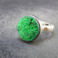 Uvarovite (Green Chromium Garnet) Cluster Silver Ring from Russia - Size 8 - 5.34 Grams