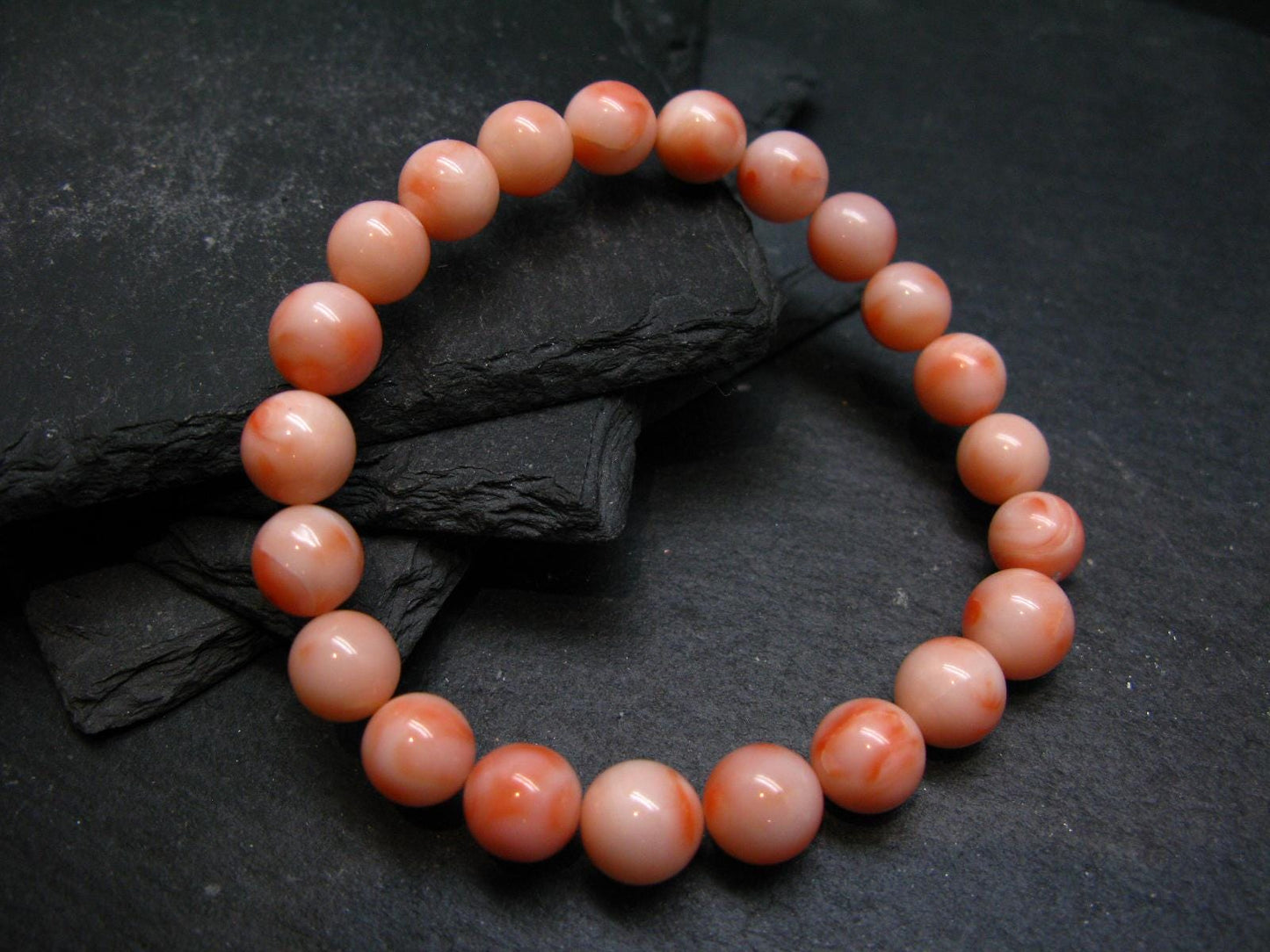 Angel Skin Coral Genuine Bracelet ~ 7 Inches ~ 9mm Round Beads