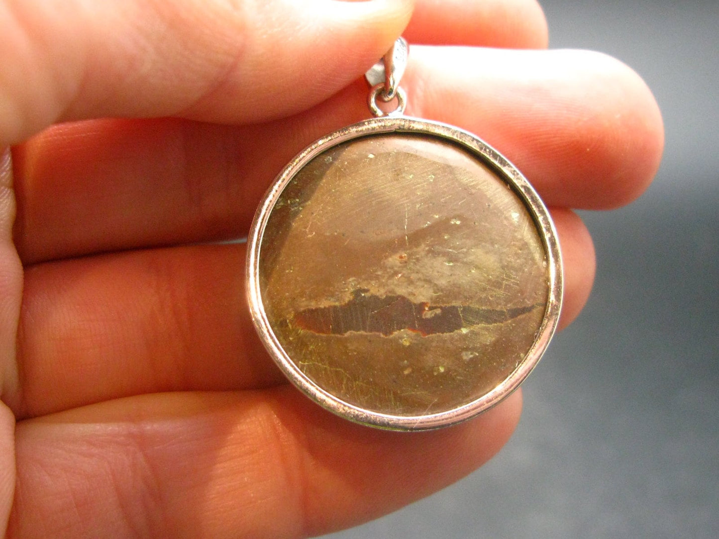 Fire Opal Sterling Silver Pendant From Mexico - 1.4" - 7.34 Grams