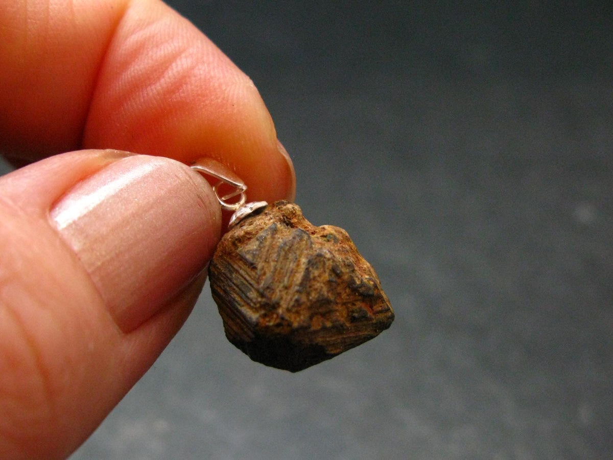 Magnetite Crystal Silver Pendant From Bolivia - 0.8" - 4.64 Grams