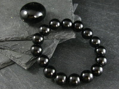 Black Onyx Genuine Bracelet ~ 7 Inches ~ 12mm Round Beads