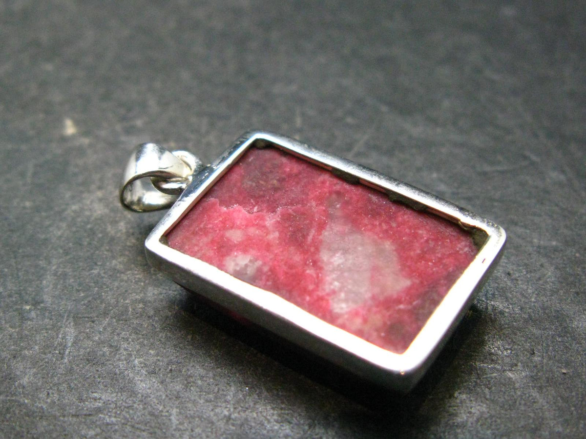Thulite Silver Plated Pendant From Norway - 1.2" - 6.04 Grams