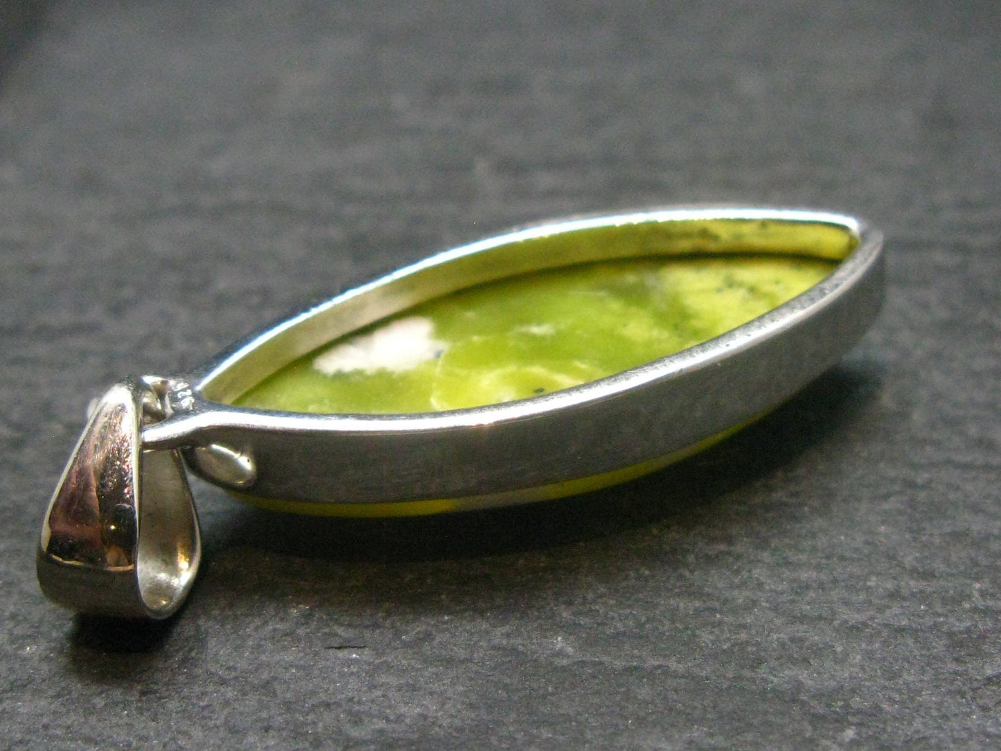 Unique Lizardite Serpentine Silver Pendant from Norway - 1.6"