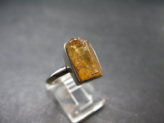 Fabulous Untreated Faceted Gem Imperial Topaz 925 Silver Ring from Brazil - Size 8 - 4.30 Grams