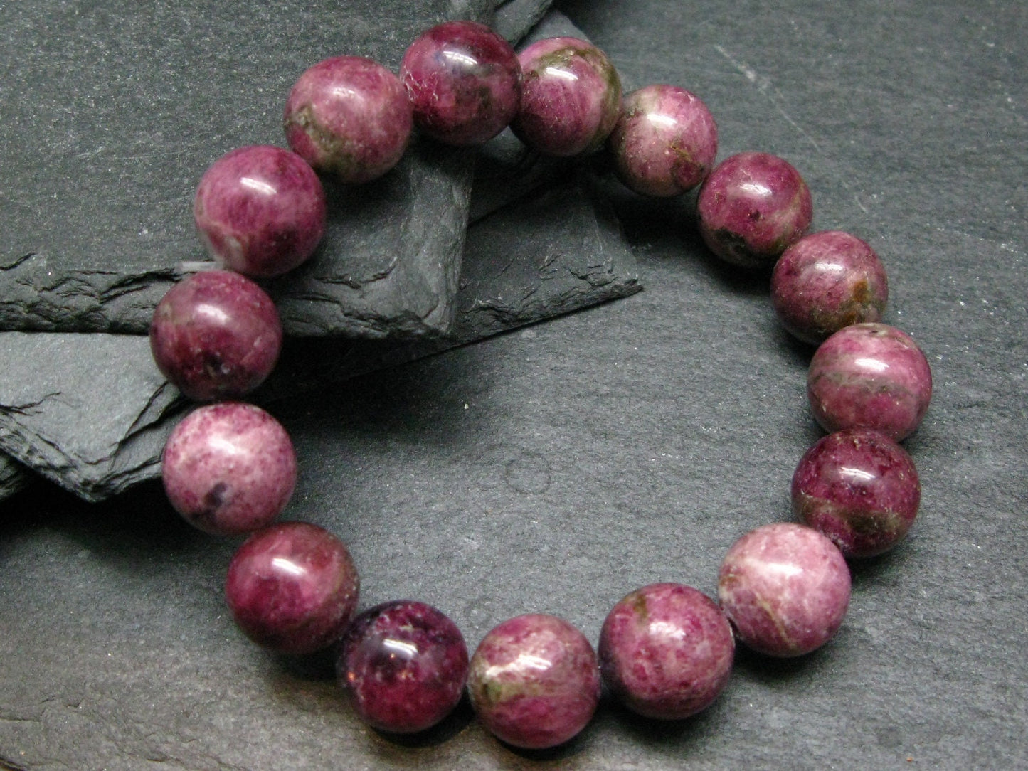 Pink Tourmaline Genuine Bracelet ~ 7 Inches ~ 12mm Round Stones