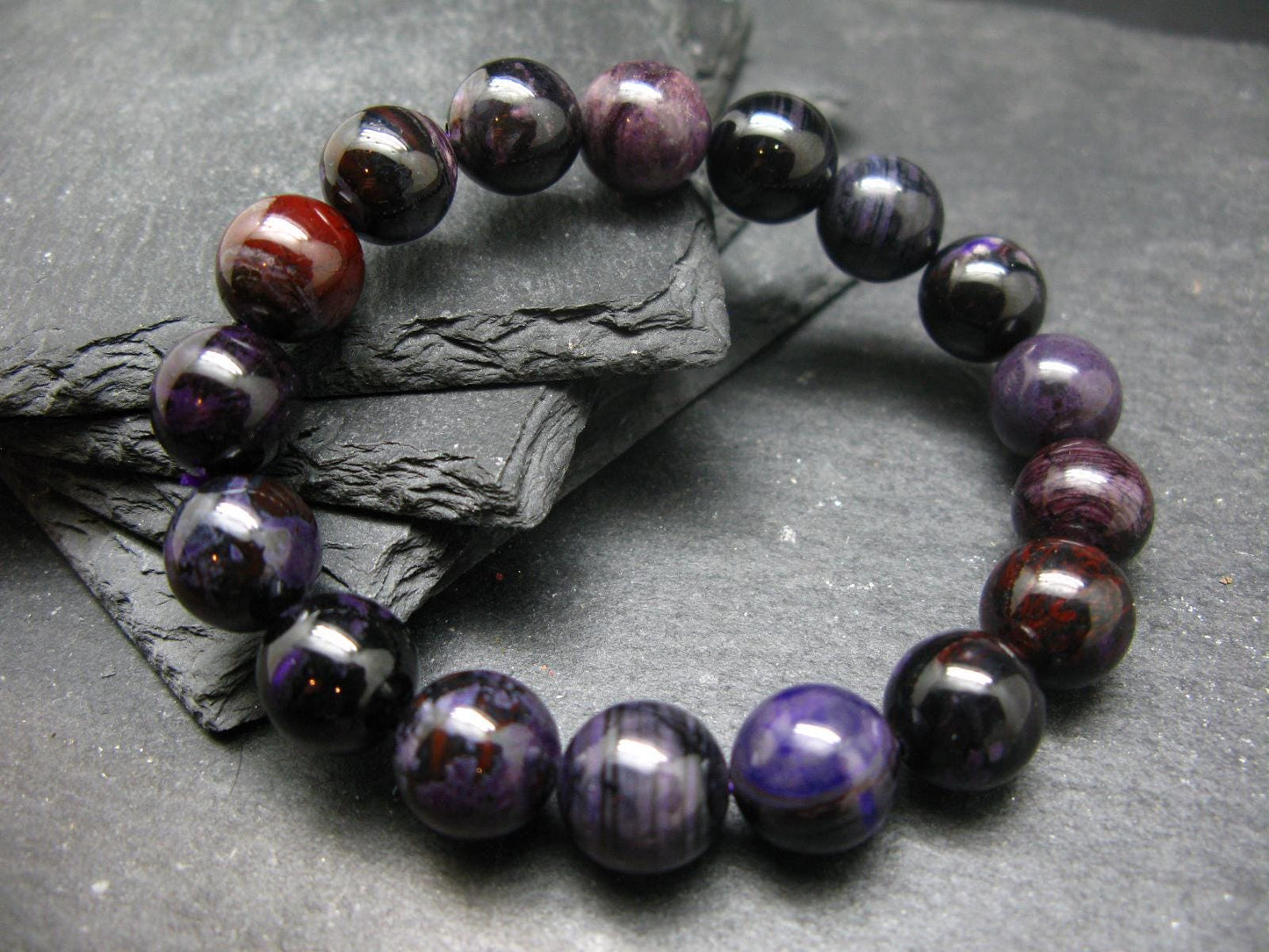Sugilite Genuine Bracelet ~ 7 Inches ~ 12mm Round Beads