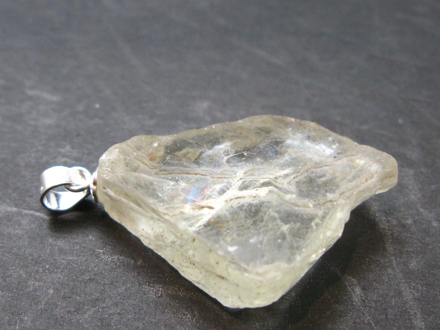 Bytownite Golden Labradorite Silver Pendant From Mexico - 1.3"