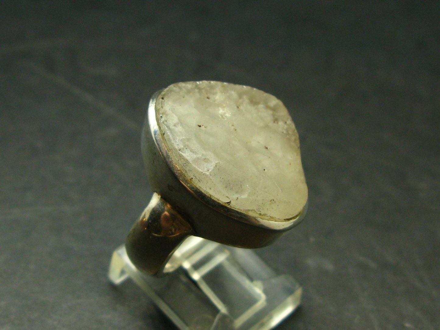 Natural Gem Raw Libyan Desert Glass Tektite Sterling Silver Ring from Libya - Size 7 - 10.97 Grams