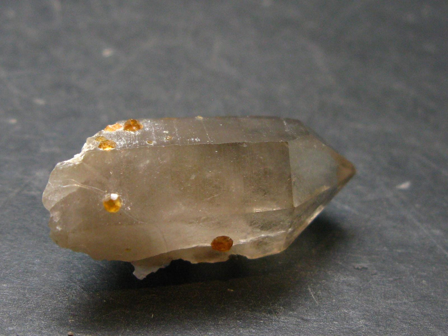 Spessartine Spessartite Garnet On Smoky Quartz Crystal From China - 1.3" - 8.43 Grams