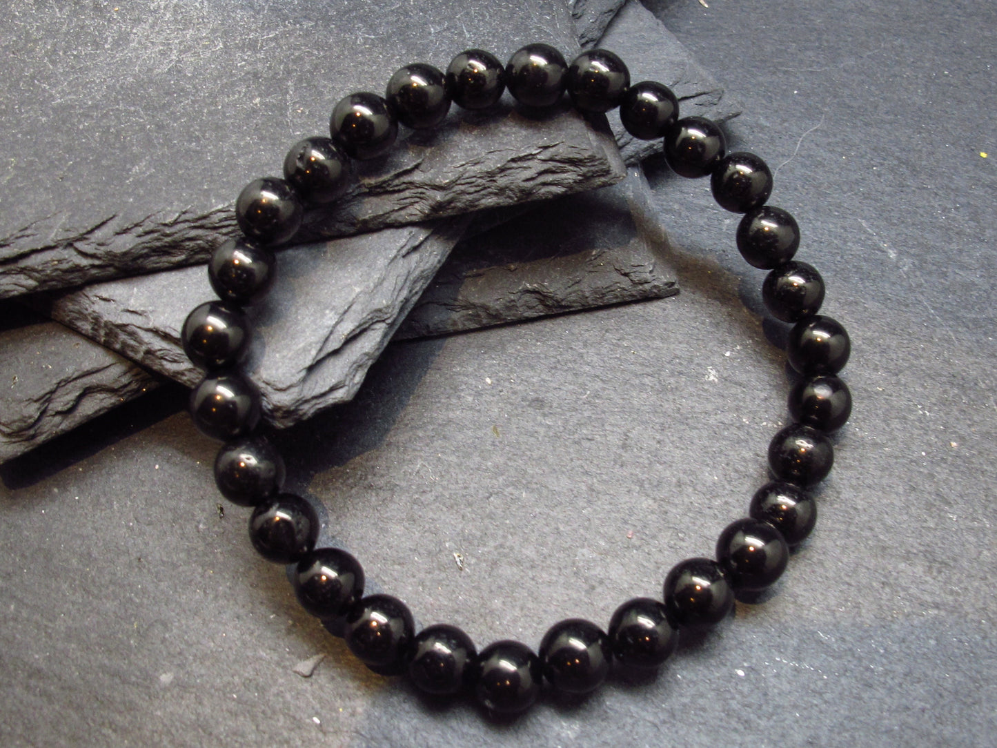 Whitby Jet Genuine Bracelet From UK ~ 7 Inches ~ 6mm Round Beads