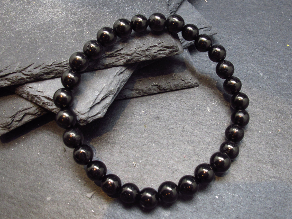 Whitby Jet Genuine Bracelet From UK ~ 7 Inches ~ 6mm Round Beads