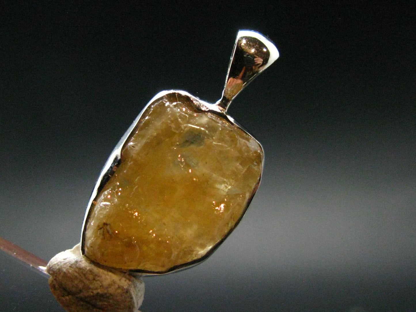 Large Natural Agni Gold Danburite Sterling Silver Pendant from Tanzania - 1.1" - 3.17 Grams