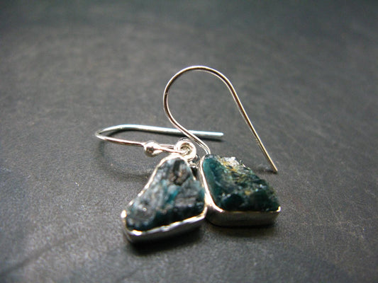 Extremely Rare Grandidierite Silver Earrings From Madagascar - 1.2"