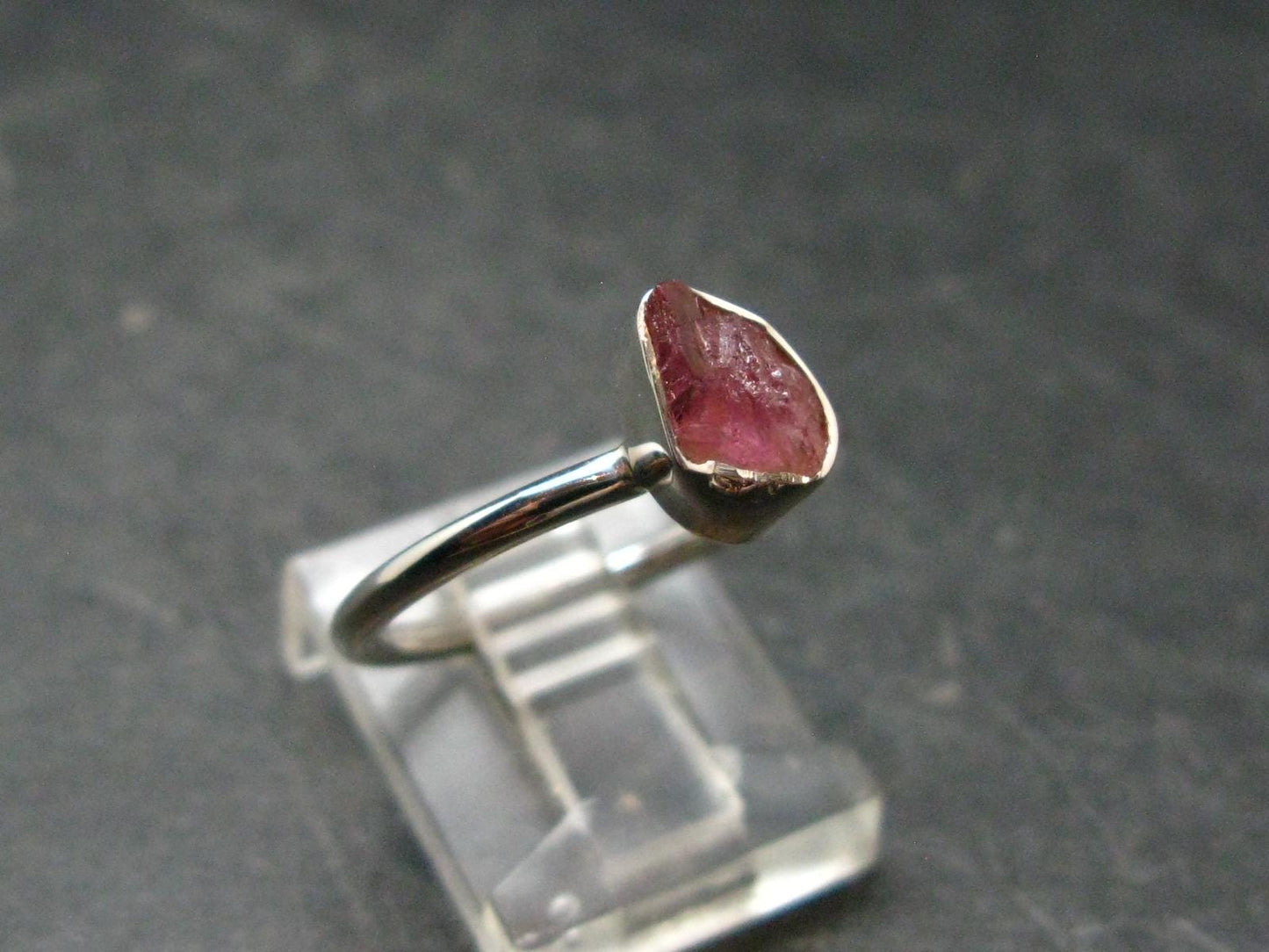 Pezzottaite Crystal Silver Ring From Madagascar - Size 7 - 2.0 Grams