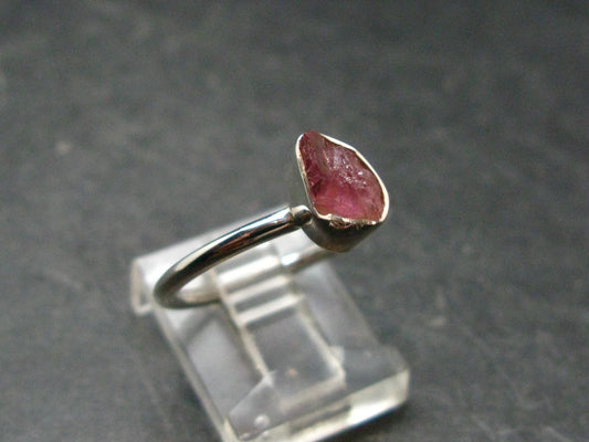 Pezzottaite Crystal Silver Ring From Madagascar - Size 7 - 2.0 Grams