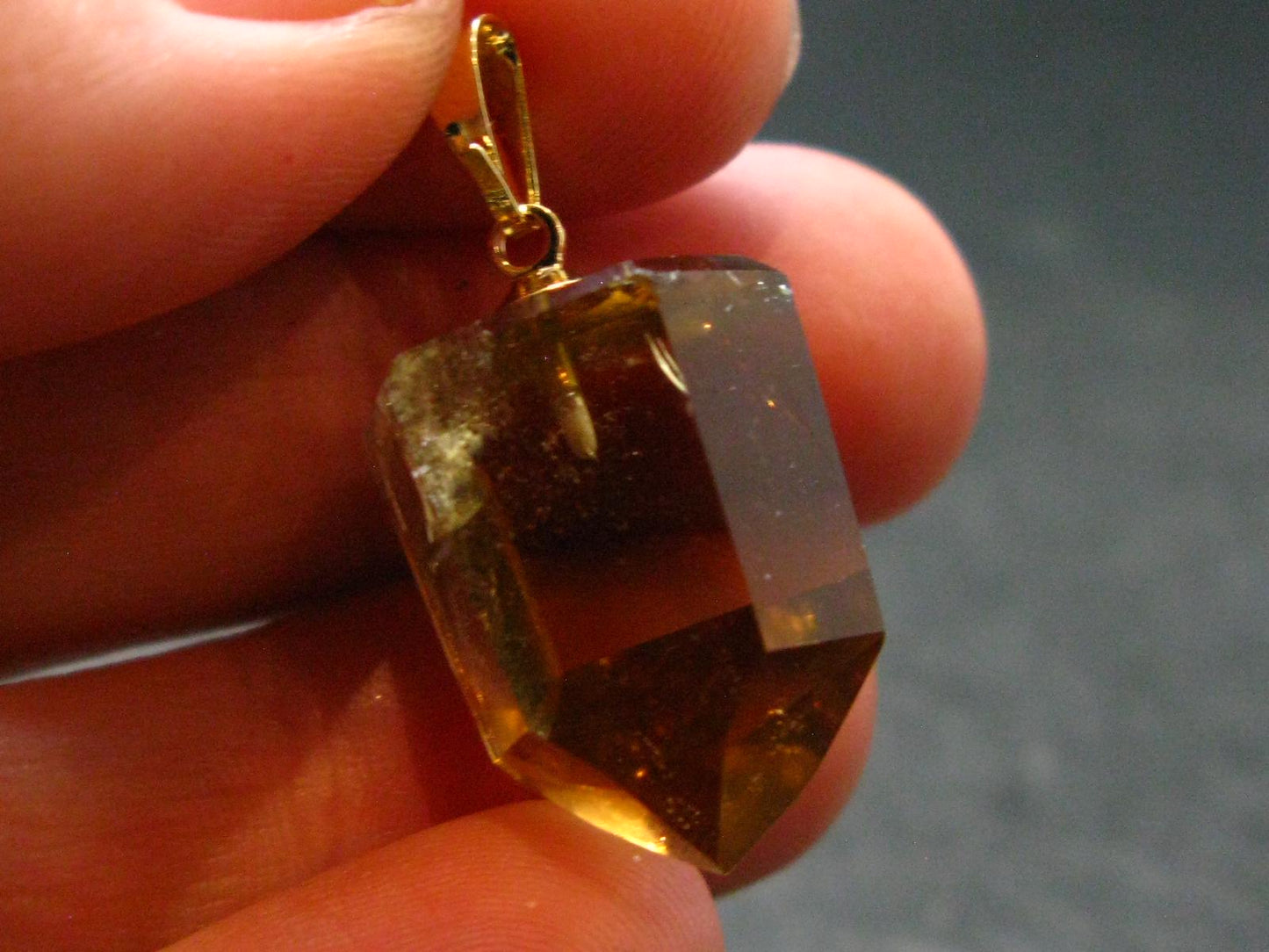 Natural Unheated Citrine Sterling Silver Gold Plated Pendant from Brazil - 1.1" - 5.63 Grams