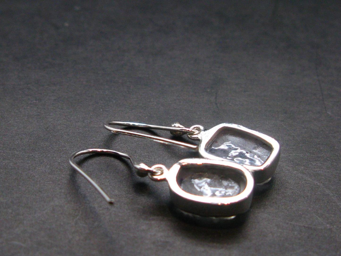 Gray Herderite Silver Earrings from Africa - 1.1" - 3.0 Grams