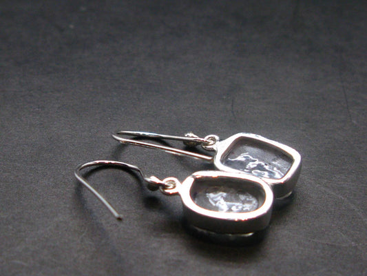 Gray Herderite Silver Earrings from Africa - 1.1" - 3.0 Grams