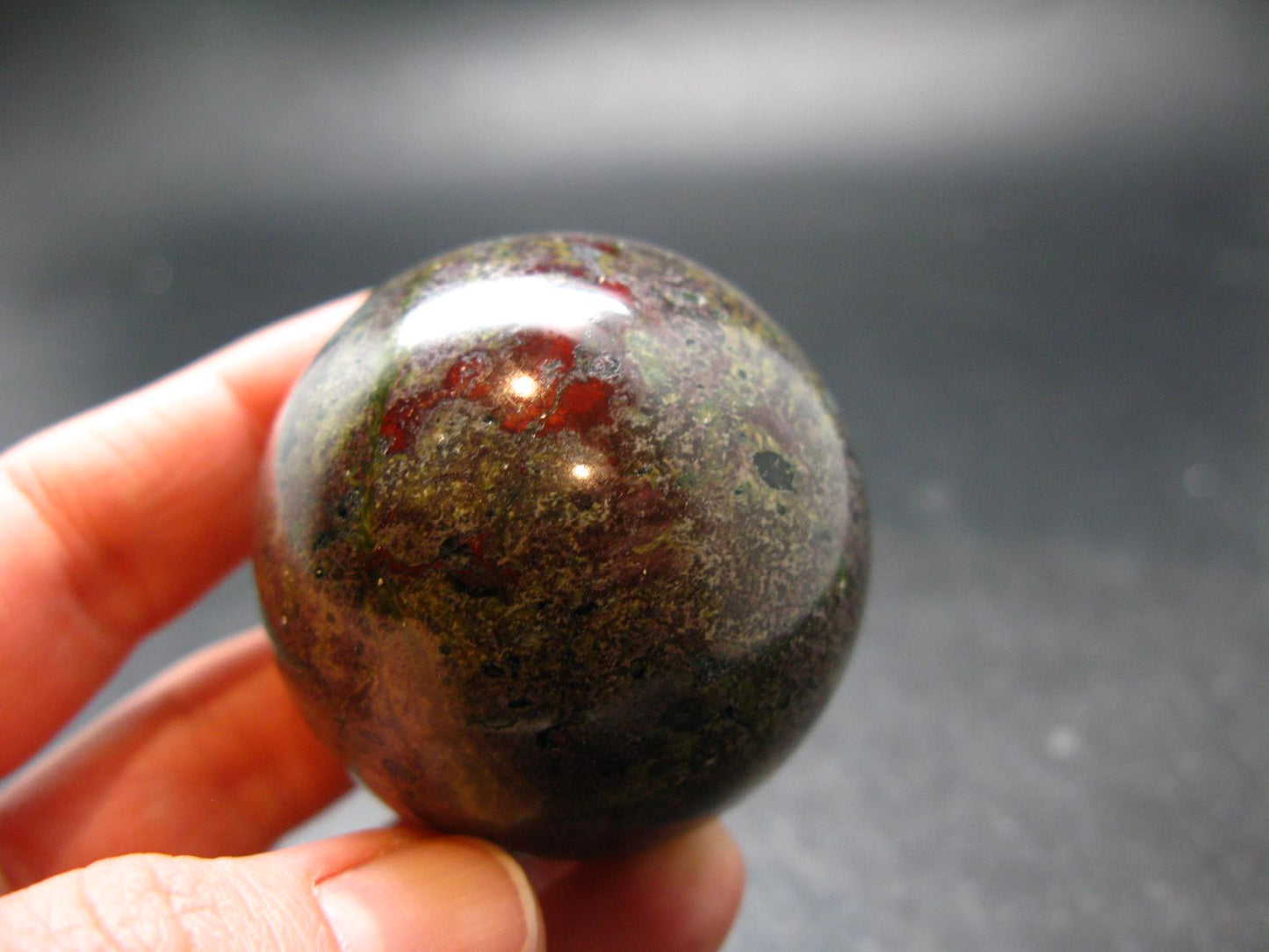 Rare Dragon Bloodstone Sphere Ball From China - 1.8"