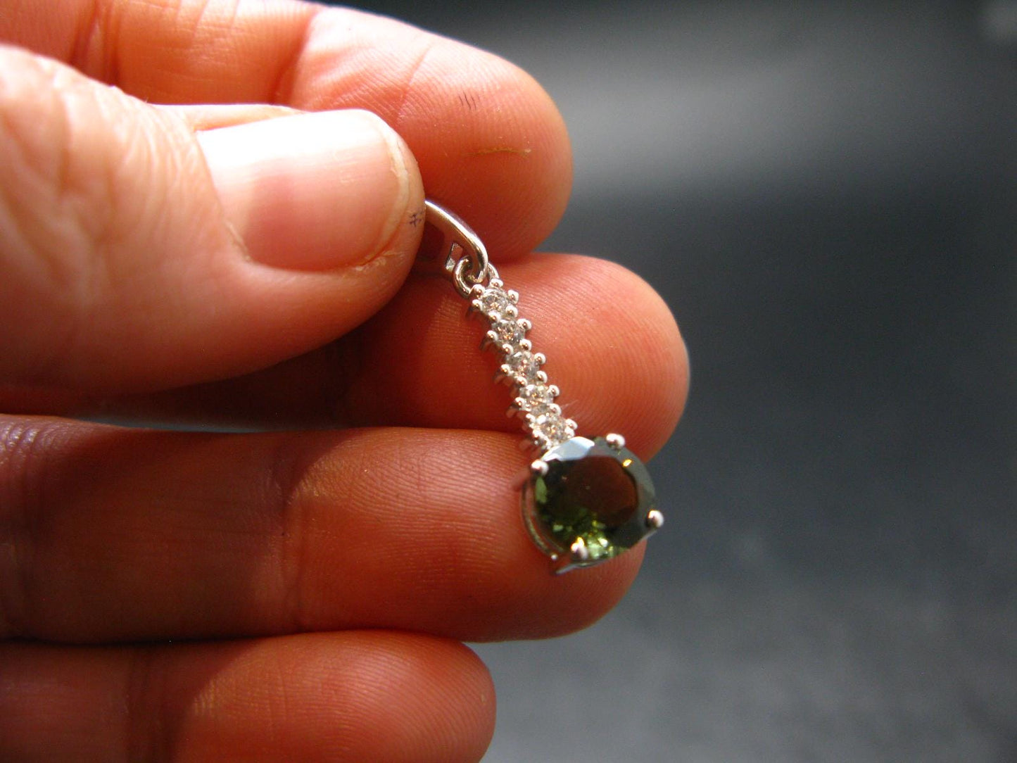 Moldavite Tektite Silver Pendant from Czech Republic - 1.0" - 1.33 Grams