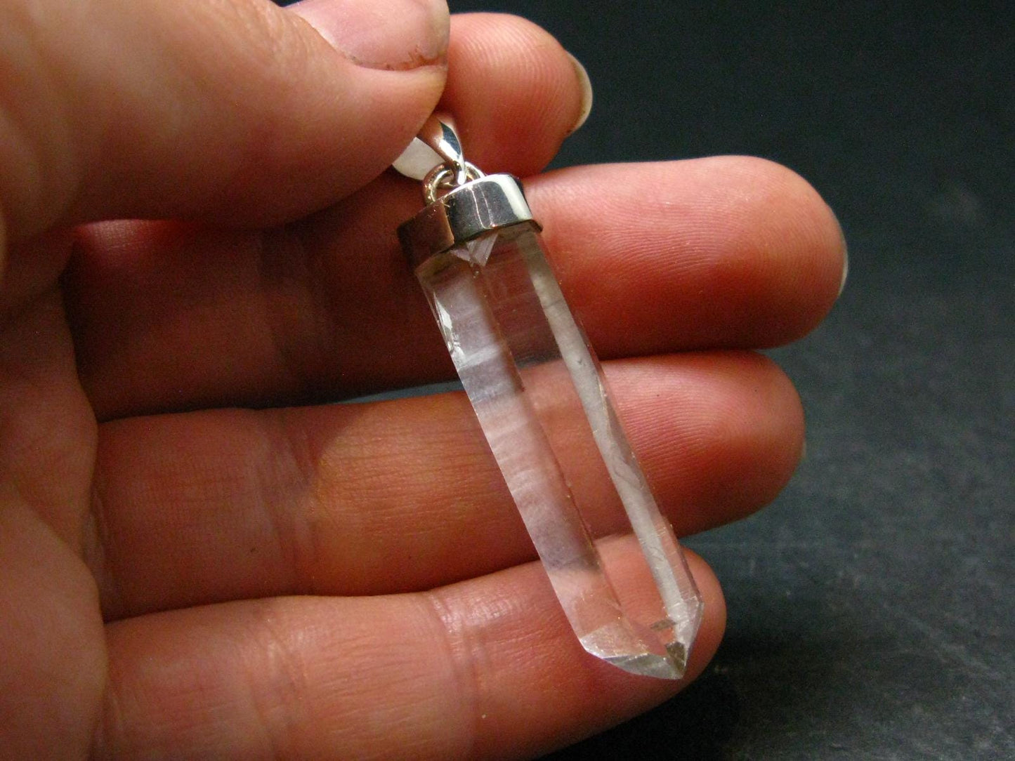 Lemurian Quartz Crystal Pendant From Brazil - 1.9" - 5.79 Grams