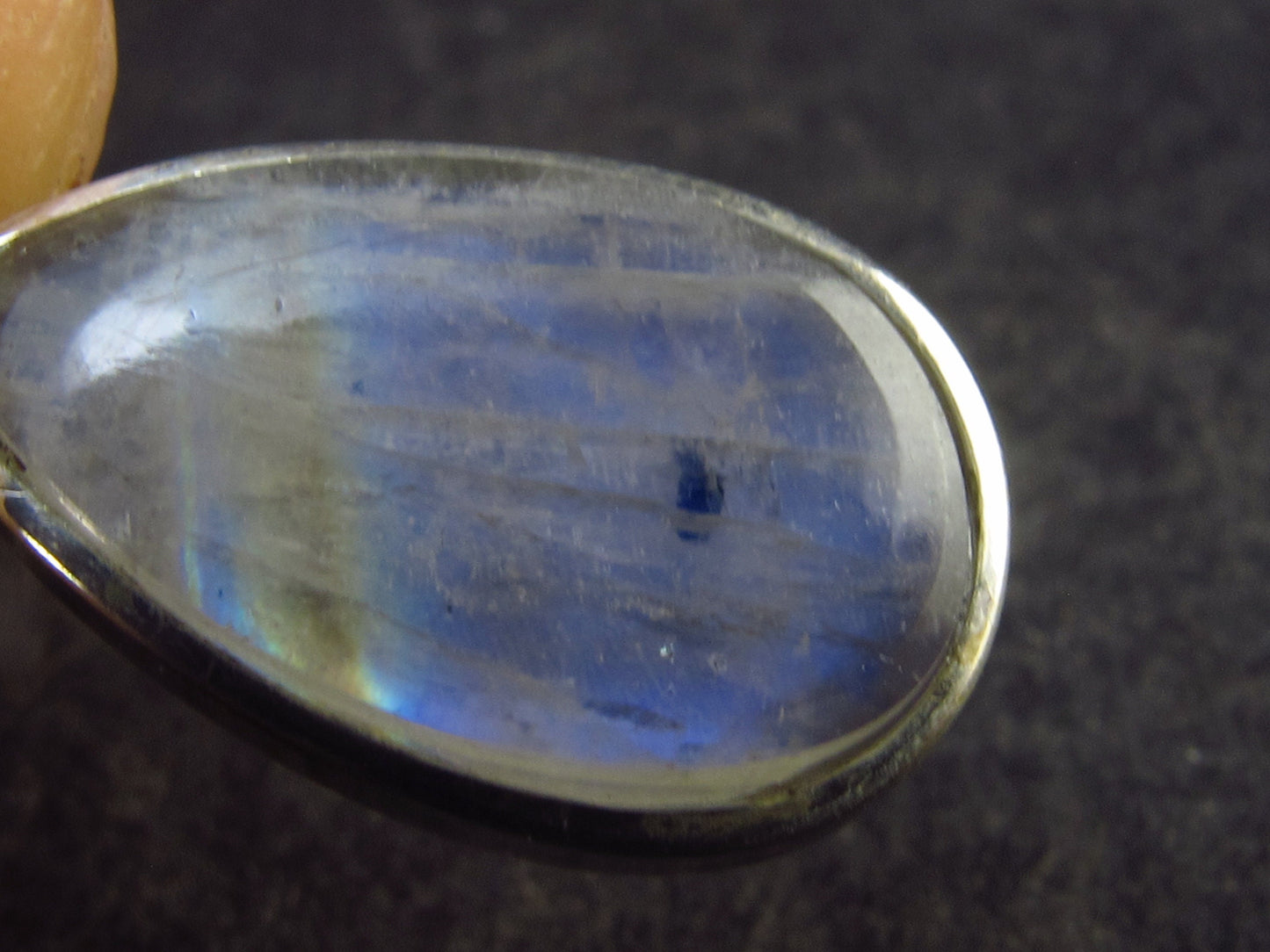 Pear Shaped Cabochon Natural Moonstone 925 Sterling Silver Drop Earrings - 1.3" - 2.96 Grams