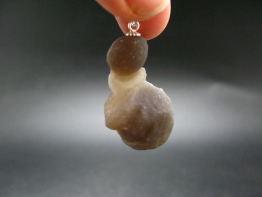 Truffle Chalcedony!! Spheroidal Chalcedony Nodules Crystal Silver Pendant From Morocco - 1.5"