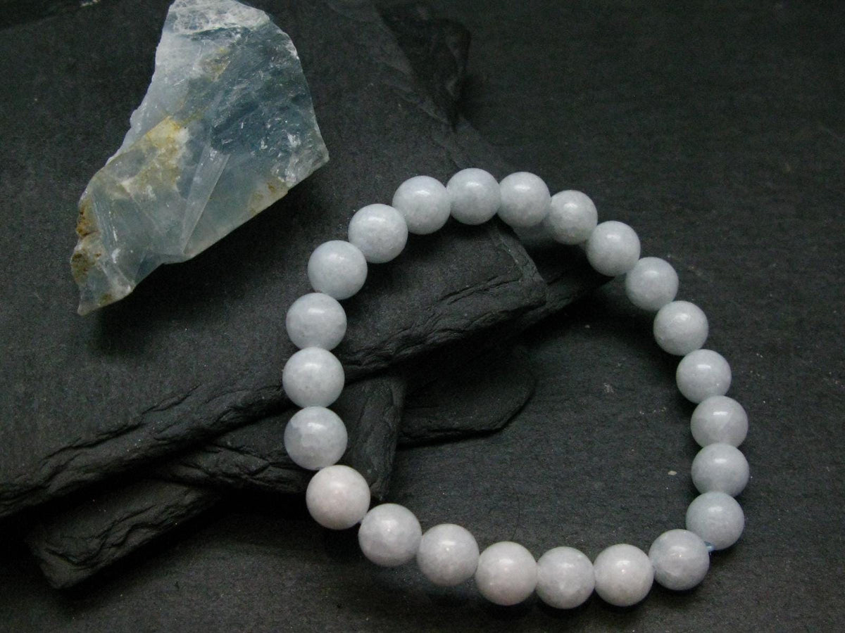 Genuine Celestite Celestine Bracelet ~ 7 Inches ~ 8mm Round Beads