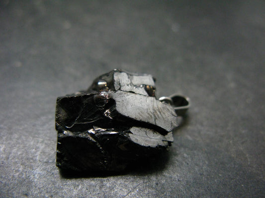 Unpolished Elite Shungite Silver Pendant from Russia - 1.0" - 2.77 Grams