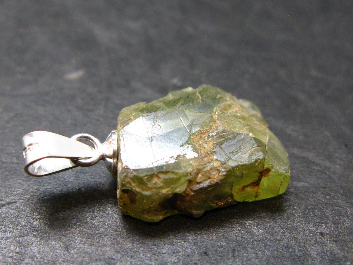 Rare Titanite Sphene Crystal Silver Pendant From Brazil - 0.9" - 1.68 Grams