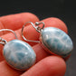 Natural Cabochon Larimar Pectolite 925 Sterling Silver Earrings from Dominican Republic - 4.58 Grams
