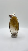 Golden Needle Inclusion Quartz Pendant – Natural Crystal Cabochon in Sterling Silver